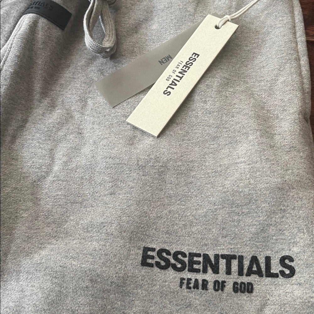 Essentials Fear of God Heather Gray Logo Sweat Shorts - Picture 3 of 6